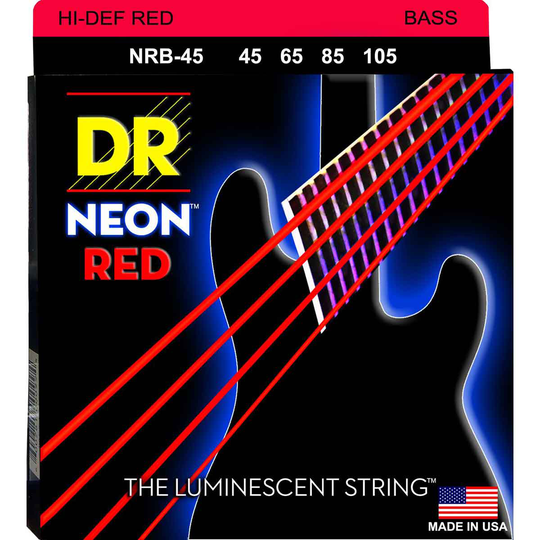 DR Strings NRB-45 Hi-Def neon red bassträngar, 045-105