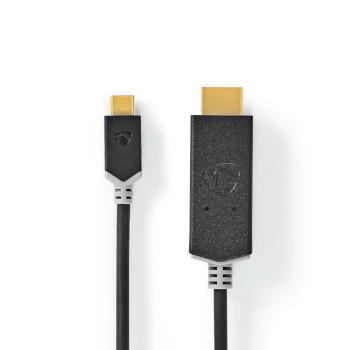 Nedis USB-C- Adapter | USB 3.2 Gen 1 | USB-C- Hane | HDMI- Kontakt | 4K@60Hz | 1.00 m | Rund | Guldplaterad | PVC | Antracit | Låda