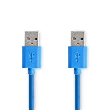 Nedis USB-kabel | USB 3.2 Gen 1 | USB-A Hane | USB-A Hane | 5 Gbps | Nickelplaterad | 2.00 m | Rund | PVC | Blå | Kuvert