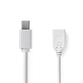Nedis Mini Displayport-kabel | DisplayPort 1.2 | Mini DisplayPort Hane | DisplayPort Hona | 21.6 Gbps | Nickelplaterad | 0.20 m | Rund | PVC | Vit | Plastpåse