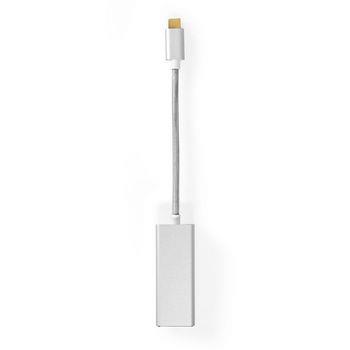 Nedis USB-C- Adapter | USB 3.2 Gen 1 | USB-C- Hane | RJ45 Hona | 1 Gbps | 0.20 m | Rund | Guldplaterad | Flätad / Nylon | Silver | Kartong med täckt fönster