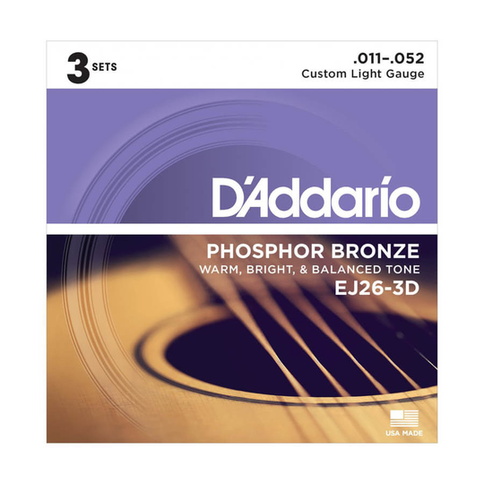 D'Addario EJ26-3D western-gitarr-strängar, 011-052 (3 set)