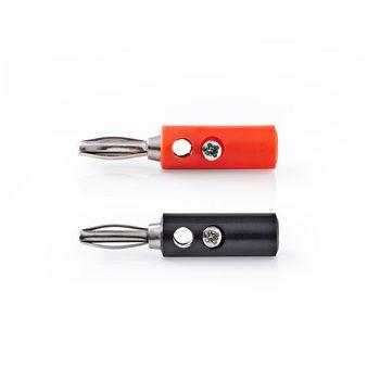 Nedis Banana Connector | Rak | Hane | Nickelplaterad | Skruva | Kabel input diameter: 4.5 mm | PVC | Röd / Svart | 4 st. | Låda