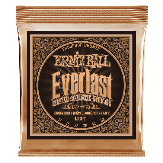Ernie Ball Everlast Coated Fosfor Brons Gitarrsträngar, Akustiska Light 011-052