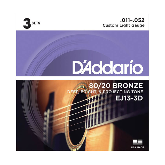 D'Addario EJ13-3D western-gitarr-strängar, 011-052 (3 set)
