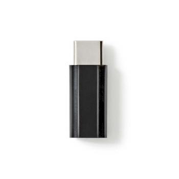 Nedis USB-C- Adapter | USB 2.0 | USB-C- Hane | USB Micro-B Hona | 480 Mbps | Nickelplaterad | Svart | Låda